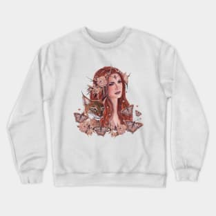 Freya goddess art with lynx by Renee Lavoie Crewneck Sweatshirt